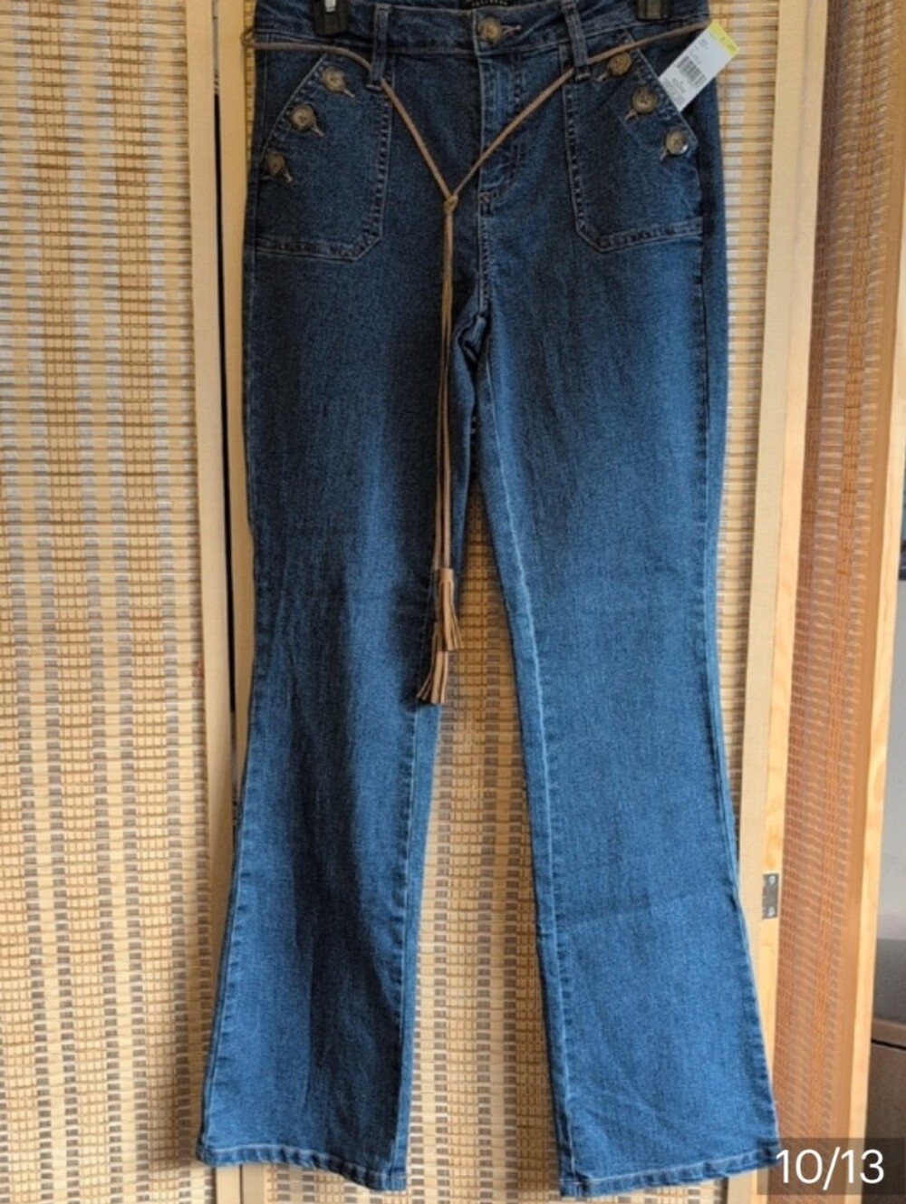 Metaphor Blue Boot-Cut Jeans with Tan Drawstring